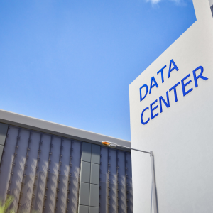 Photo of the outside of a data centre with signage that reads Data centre.