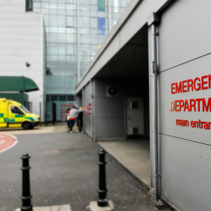 Image of the outside of a hospital showing the accident and emergency department.