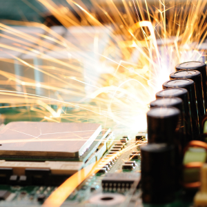 Image of sparks on an electrical product.