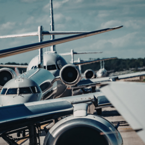 Image of several aircrafts lined up.