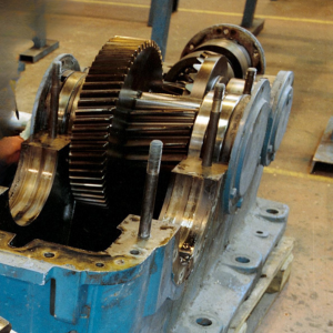 PAD Heaters for Industrial Gearbox Image of a large industrial gearbox.